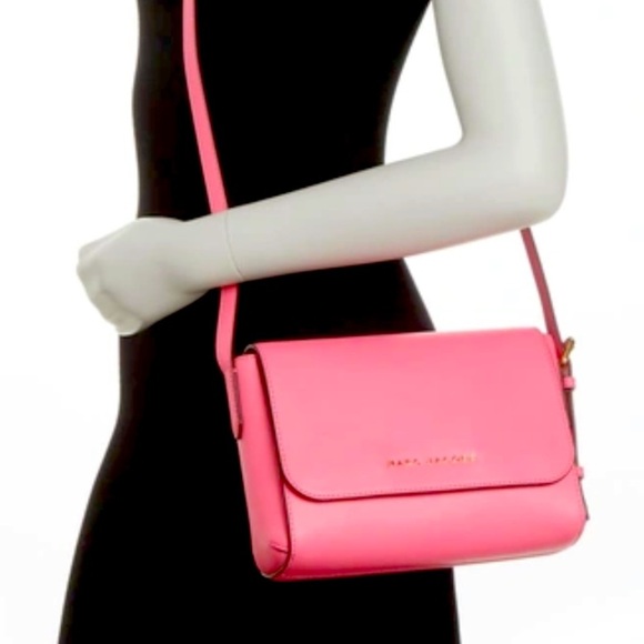 Marc Jacobs Medium Commuter Leather Designer Pink Gold Crossbody Flap Bag Purse - Picture 4 of 17